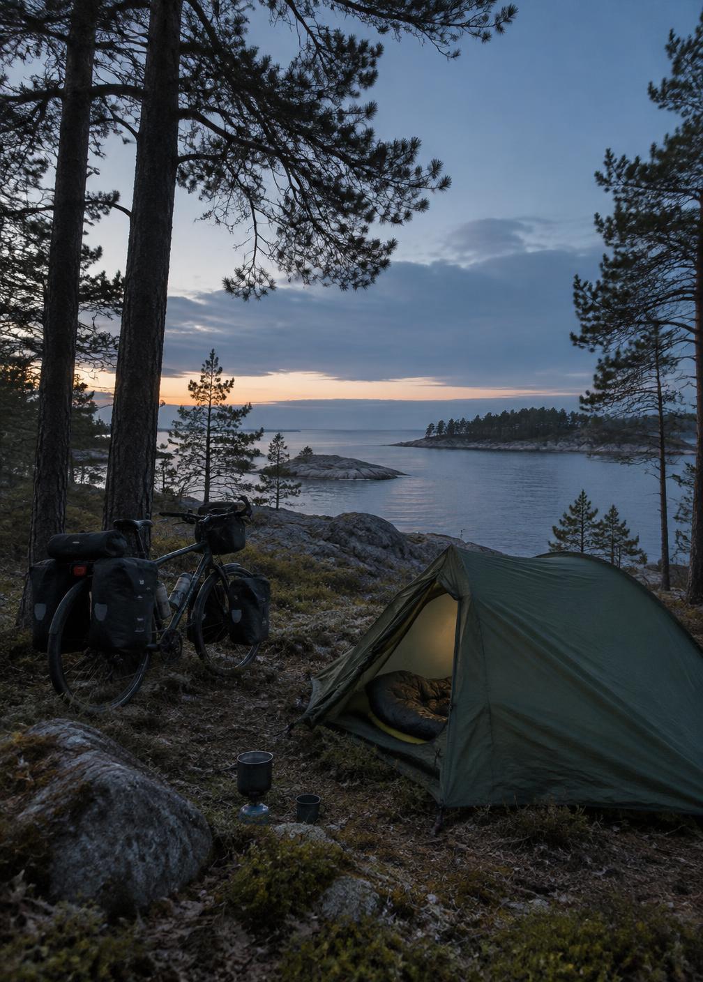 Bivouac et vélo au bord de la Baltique